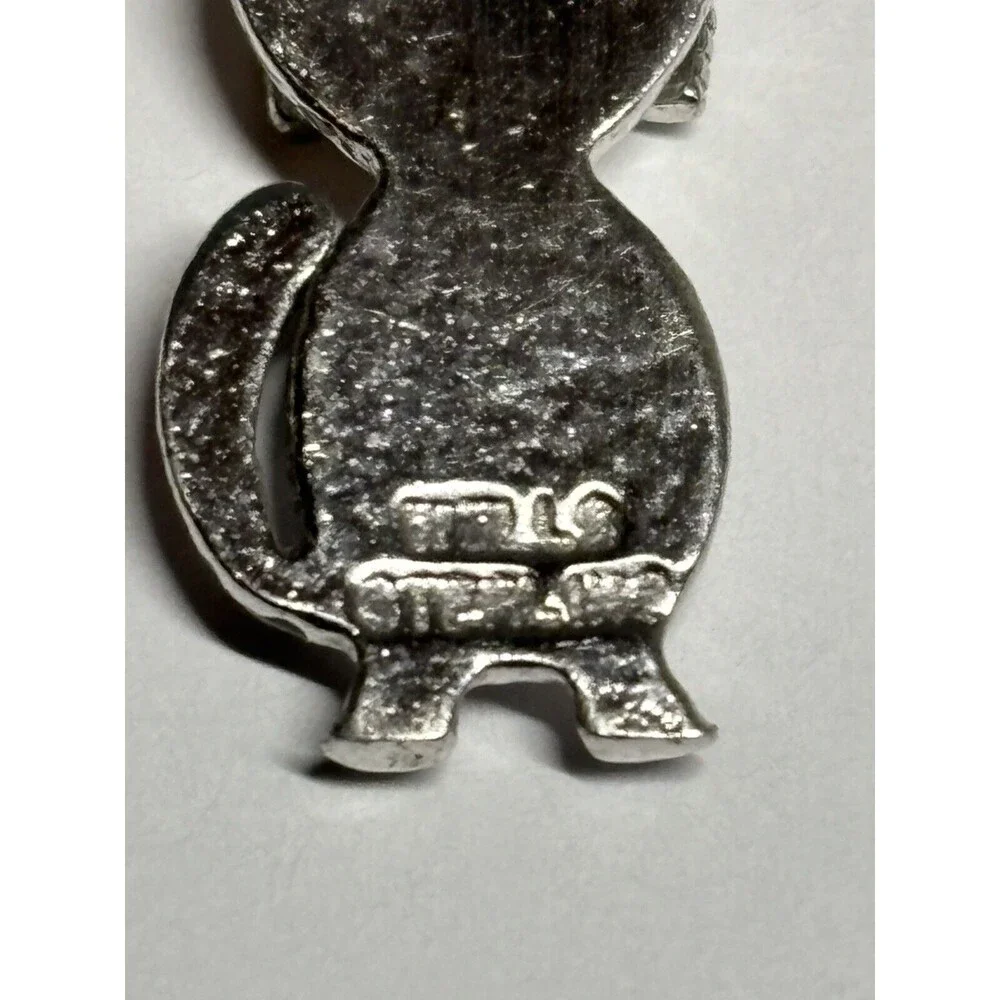 Vintage Wells Sterling Silver 925 Cat Charm Bracelet Trinket Unique